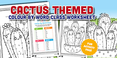 Summer-Themed Colour by Word Class Worksheet