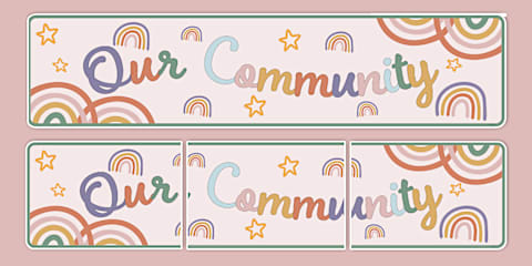 We Are a Rainbow of Possibilities Muted Rainbows Theme Vertical Door Banner