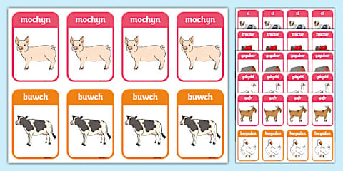 Farm Animals Display Poster Welsh