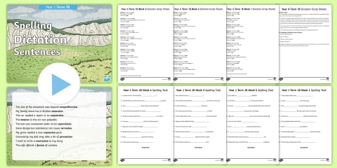 Year 1 Term 2B Spelling Dictation Sentences Activity Pack