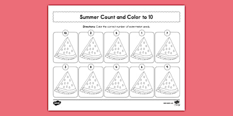 Watermelon Count and Match 1-20 Worksheet