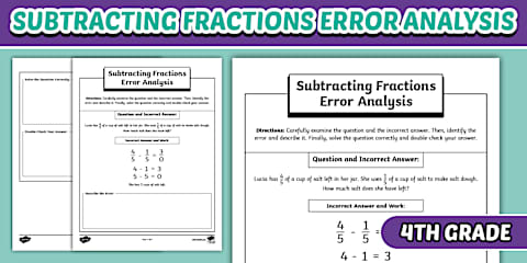 Fourth Grade Equivalent Fractions Error Analysis Worksheet