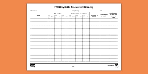 EYFS Key Skills Assessment Number Recognition to 20
