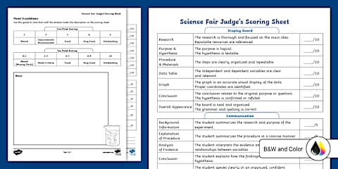 Science Fair Project Planning Template for 6th-8th Grade
