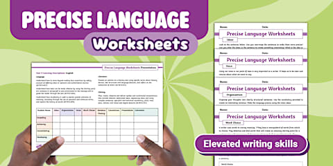 Precise Language Worksheet for 6th-8th Grade