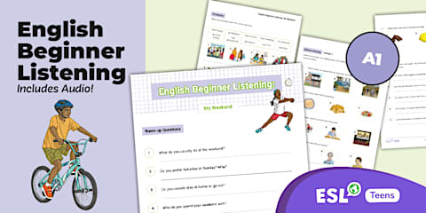 ESL Beginner Listening: My Weekend Plans [Teens, A2]