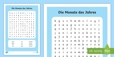 Die Monate des Jahres - Arbeitsblatt