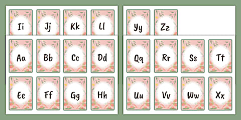 Wildflower Botanical Themed Lower Case Alphabet Flashcards