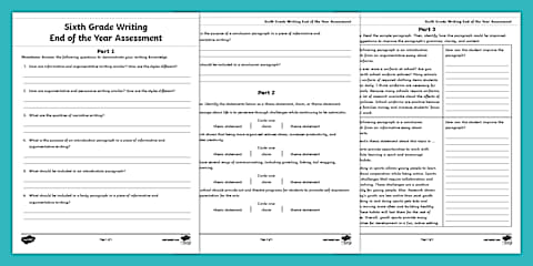 Seventh Grade End of the Year ELA Writing Assessment