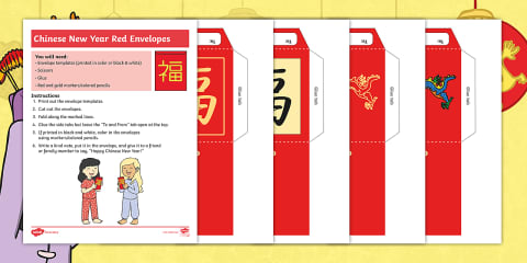 Chinese New Year Red Envelope Cut and Paste Craft