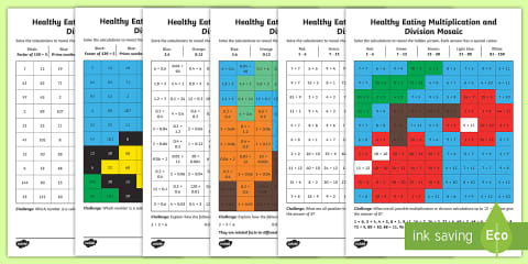 UKS2 Multiplication and Division Christmas Maths Mosaic Worksheets