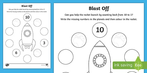 Count Back Rockets Worksheet Rocket Countdown From 10 to 0 Activity