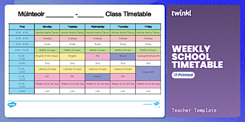 20 Week Timetable Weekly Timetable Template