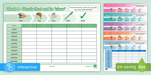Look, Say Cover, Write and Check Blank Editable Template Worksheet