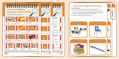 Classroom Objects Differentiated Labelling Indonesian
