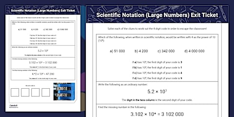 Scientific Notation Activity Sheet
