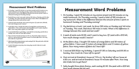 Metric Measurement Word Problems Task Cards