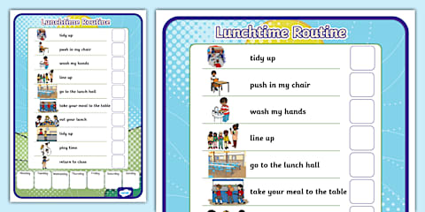 Lunchtime Routine Chart Lunchtime Visual Timetable