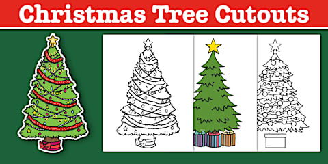Christmas Tree Numicon Shape Outline and Matching Activities