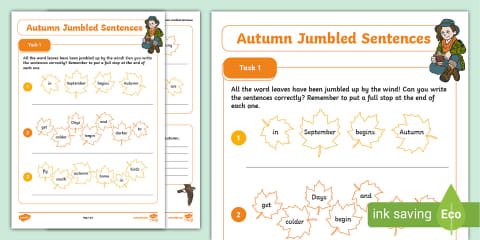 Winter Jumbled Sentences Activity Sheets