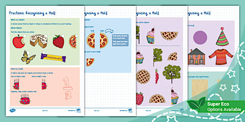 Half Objects Fractions: Recognising Half of Shapes and Objects (Ages 5 - 6)