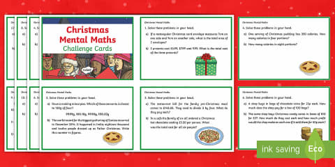 Year 3 Christmas Mental Maths Challenge Cards