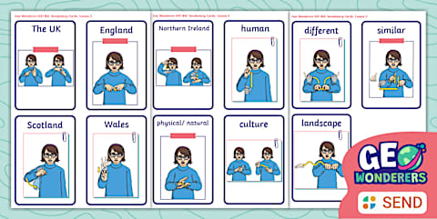 Geo Wonderers KS1 The UK BSL Key Word Cards Lesson Four