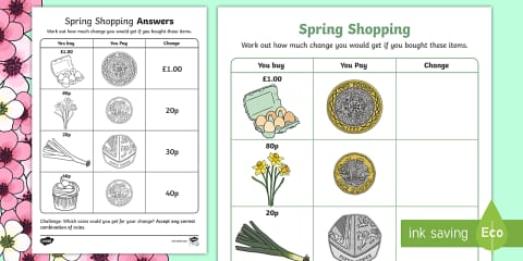 Check Your Change Worksheet