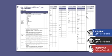 AQA GCSE Combined Science: Trilogy Topic Checklists - 6.3 Particle ...