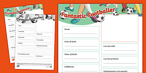 Player Fact File Printable My Favourite Football Player Fact File Template
