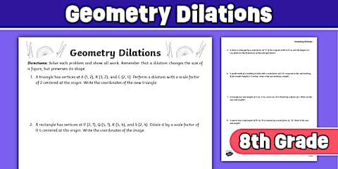 Eighth Grade Dilations on the Coordinate Plane Practice Activity
