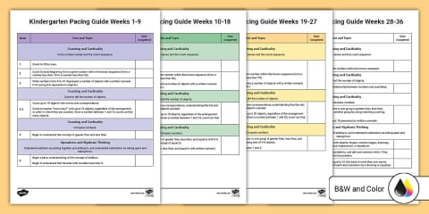 Weekly Pacing Guide for First Grade Math