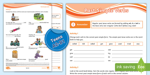 ESL Irregular Simple Past Verbs Activity Sheet [Kids, A2]
