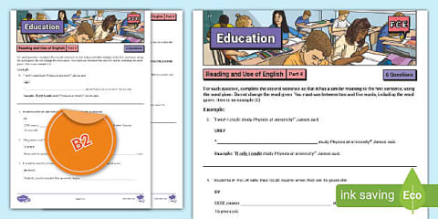 B2 FCE Reading and Use of English Part 4 (Environment)