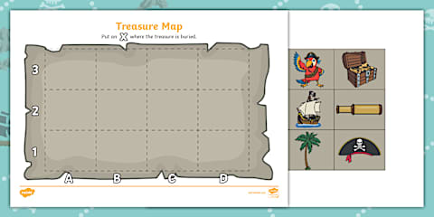 Pirate Treasure Four Figure Grid Map