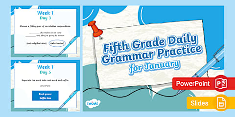 Third Grade Daily Grammar Practice for August PowerPoint & Google Slides