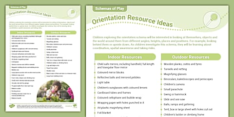 Enveloping Schema: Indoor and Outdoor Resource Ideas