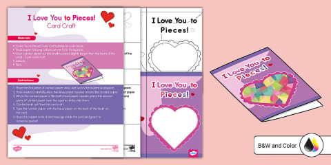 I Love You to Pieces Valentine's Day Card Craft Activity