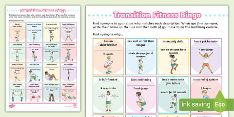 Fun Fitness Bingo Exercise Game