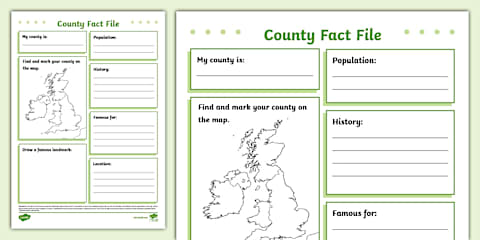 England Fact File Examples Counties of England Fact File Template