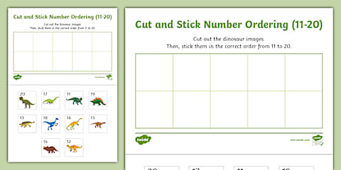 Spring Themed Cut and Stick Number Ordering Sheets 11-20