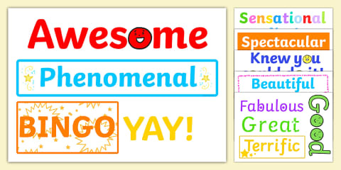 Inspirational Adjective Words Word Mat