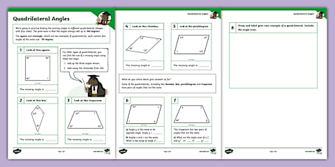 Finding Missing Angles in Quadrilaterals Worksheet