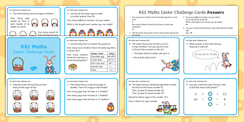 Year 2 Saving Easter Reasoning Maths Challenge Cards