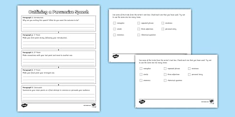 Persuasive Speech Analysis Worksheet for 6th-8th Grade