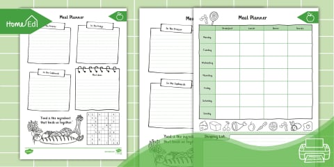 Wildflower Botanical Themed Weekly Meal Planner