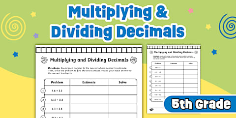 Fifth Grade Multiplying and Dividing Decimals Word Problems Worksheet