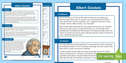 Let Me Tell You About Albert Einstein Biography Worksheet for K-2nd Grade