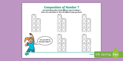 Number Bonds of 7 Using Numicon Shapes Activity Sheet