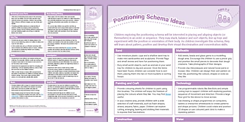 EYFS Connecting Schema Activity Planning and Continuous Provision Ideas
